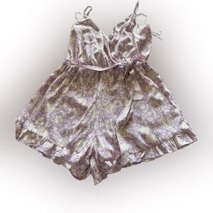 Large Crystal Doll romper lavender and white   A304